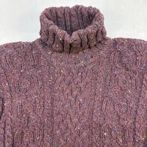 VTG Liz Sport Cable Knit Turtleneck Sweater Burgundy Rainbow Speckled Size M